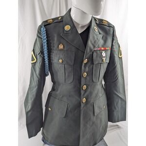 US Army Dress Green Coat Jacket Military Class A Uniform 37R Patches/ Decoration